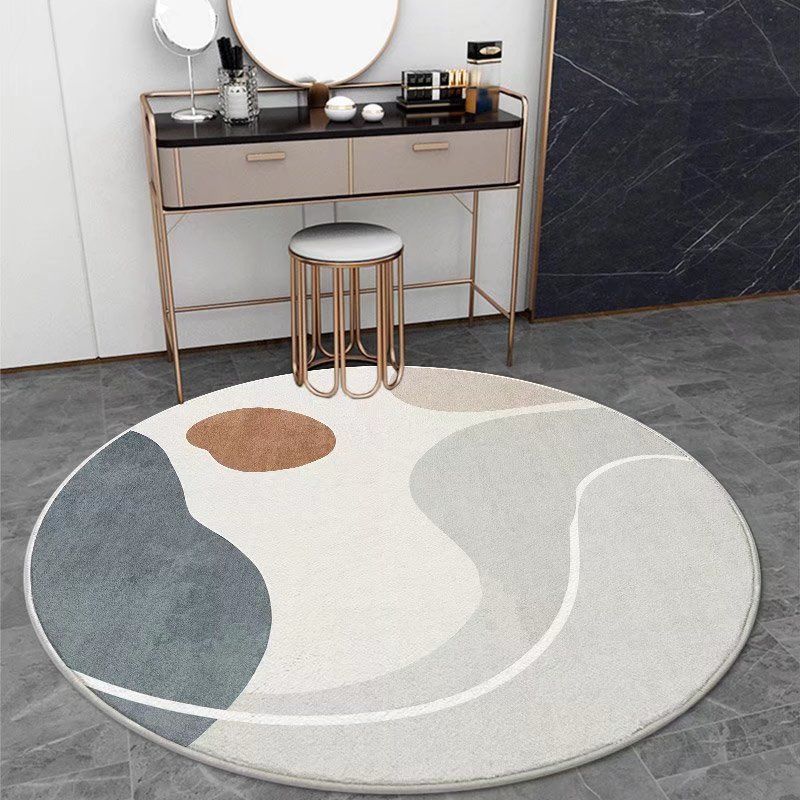 Bold Area Carpet Round Abstract Print Carpet Polyester Rug with Non-Slip Backing