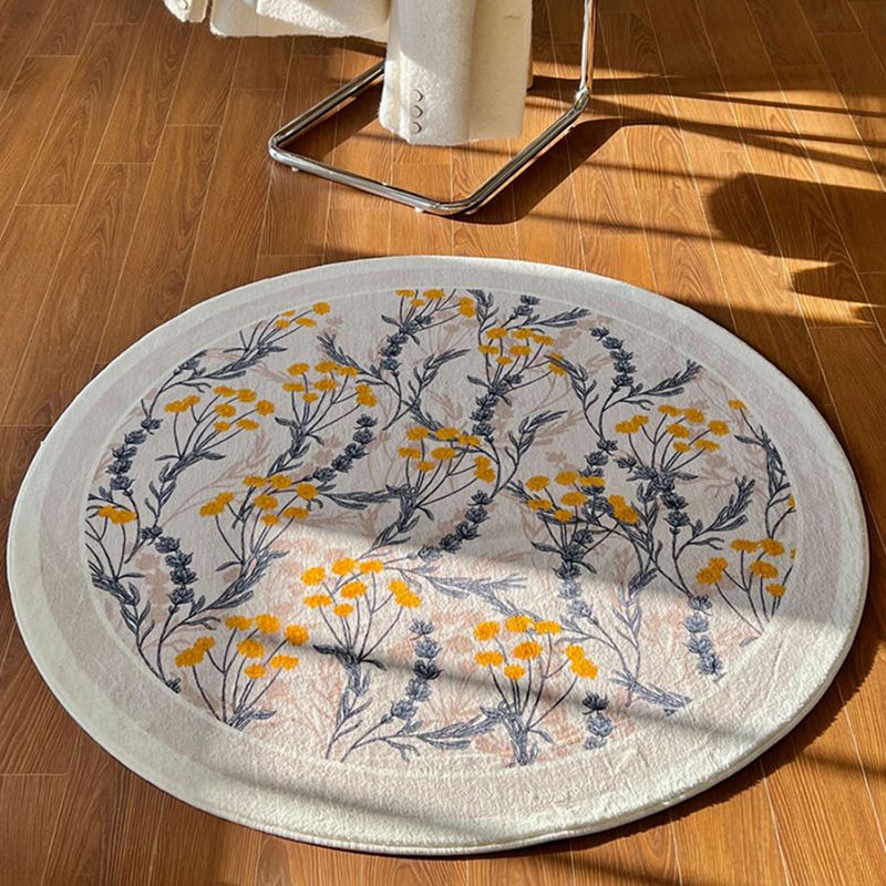 Witte bloemenprint vloerkleed modern polyester gebied tapijt gemakkelijk verzorgbaar wasbaar gebied tapijt voor woonkamer