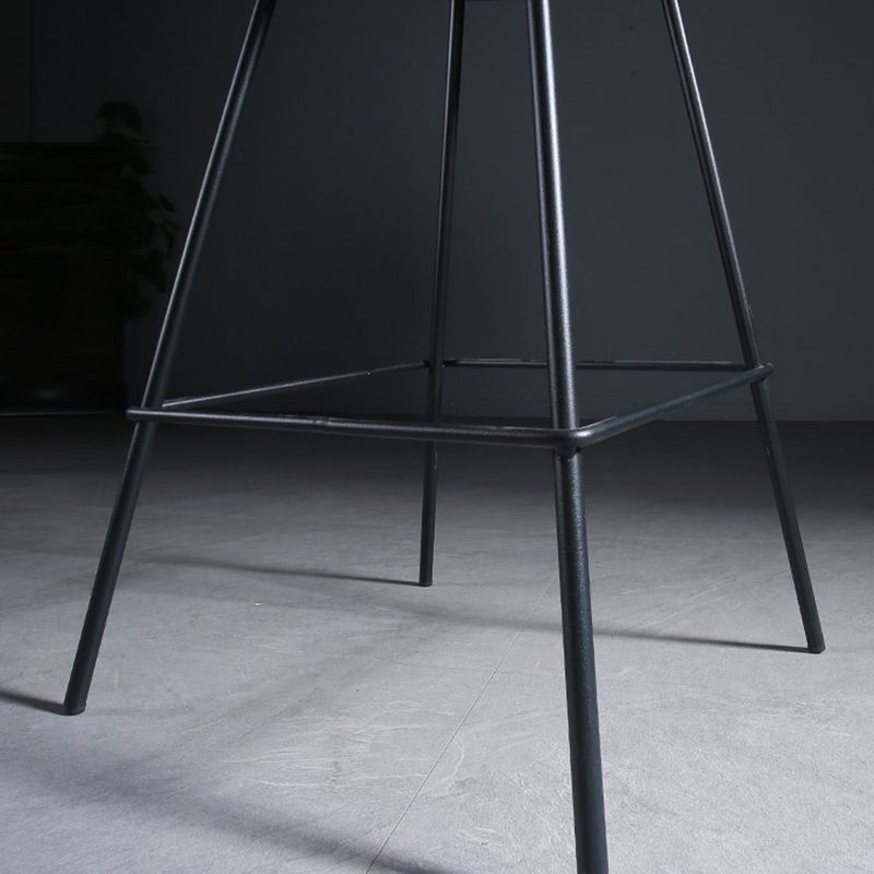 Contemporary Upholstered Low Back Bucket Bar Stools with Metal Base