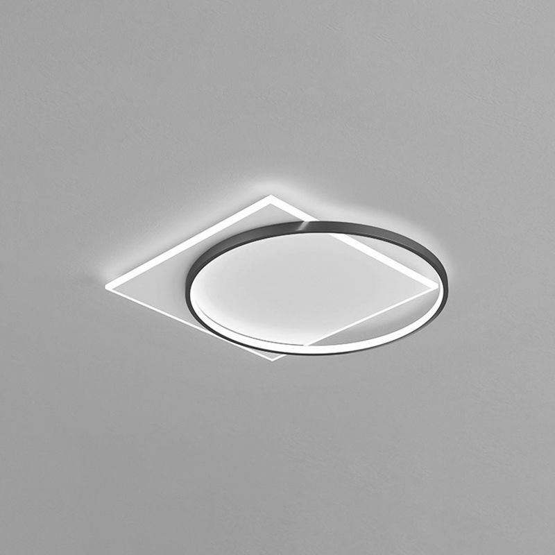Acrylic LED Flush Mount in Modern Creative Style Iron Geometric Ceiling Light in Black and White