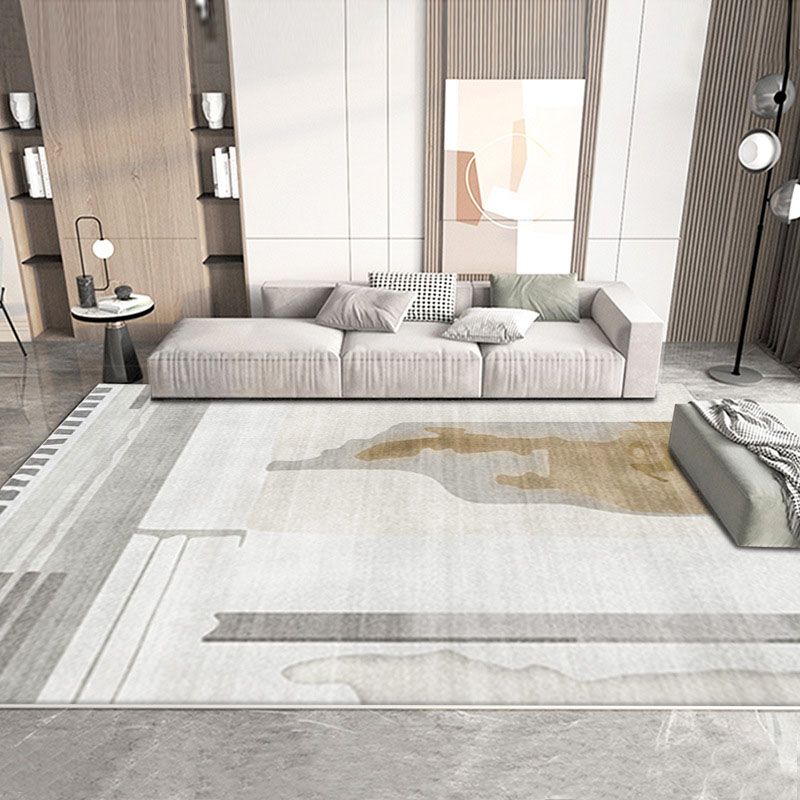 Modern Area Rug Leisure Carpet Polyester Washable Living Room Rug with Non-Slip Backing