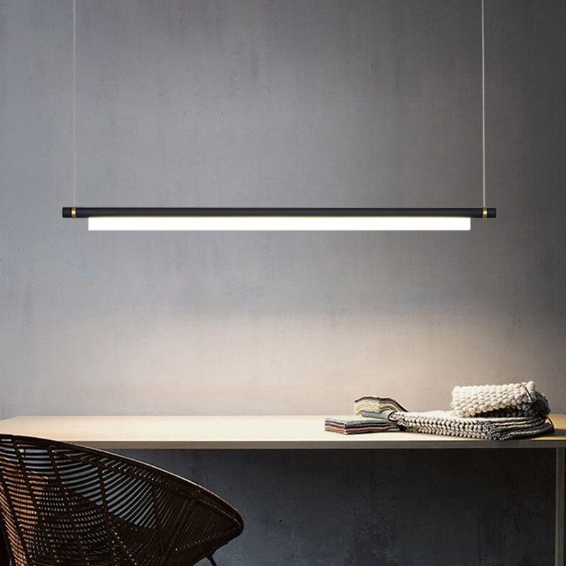 Lampada il lampadario in metallo lineare dell'illuminazione dell'isola a led moderna per sala da pranzo