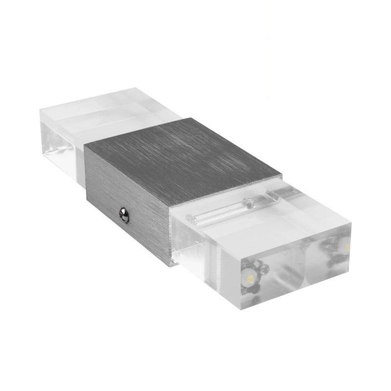 Rectangle Shape Wall Lamp Modern Style Metal 2 Lights Wall Light in Clear