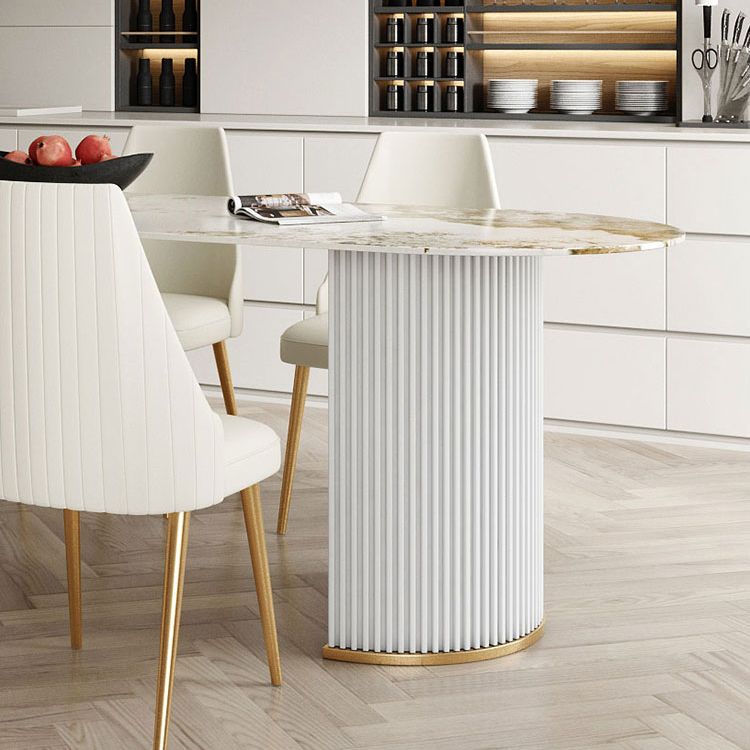 Sintered Stone Dining Table Traditional Luxury Dining Table with Double Pedestal Base