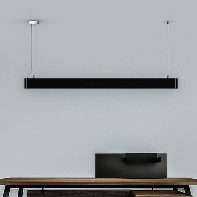 Linear Pendant Lamp Minimal Metal Led White/Black Hanging Light Kit in White/Warm/Natural Light