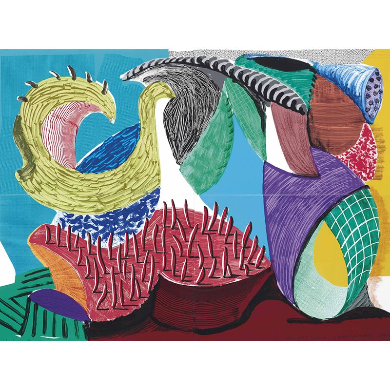 Abstract Art Wall Murals Contemporary Non-Woven Cloth Wall Decor in Red-Yellow-Blue-Green