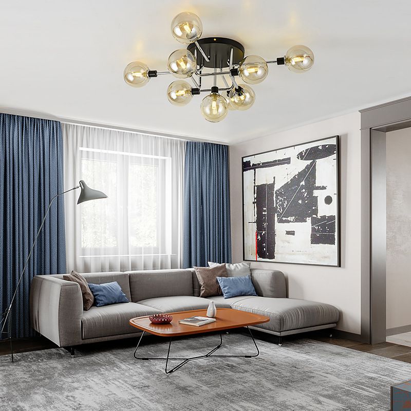 Forma de bola de vidrio al ras del techo de techo moderna luces múltiples iluminación de montaje al ras de color