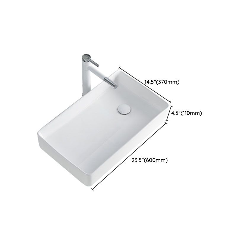 Rectangular Bathroom Sink Porcelain Trough Bathroom Sink(Not Included Faucets)