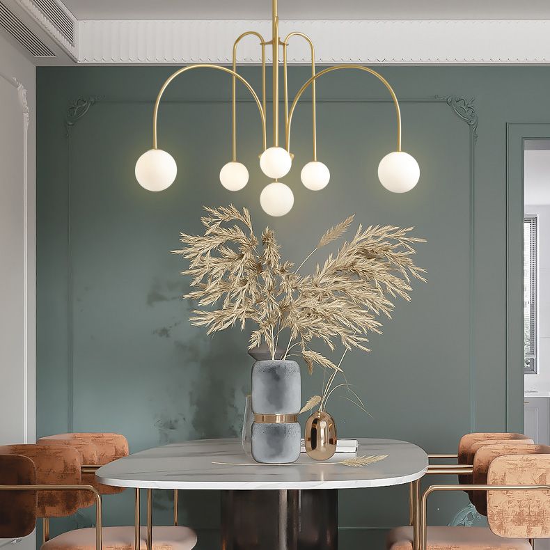 Lampadario opaco di vetro latte moderno di illuminazione lampadario moderno per la camera da letto del soggiorno