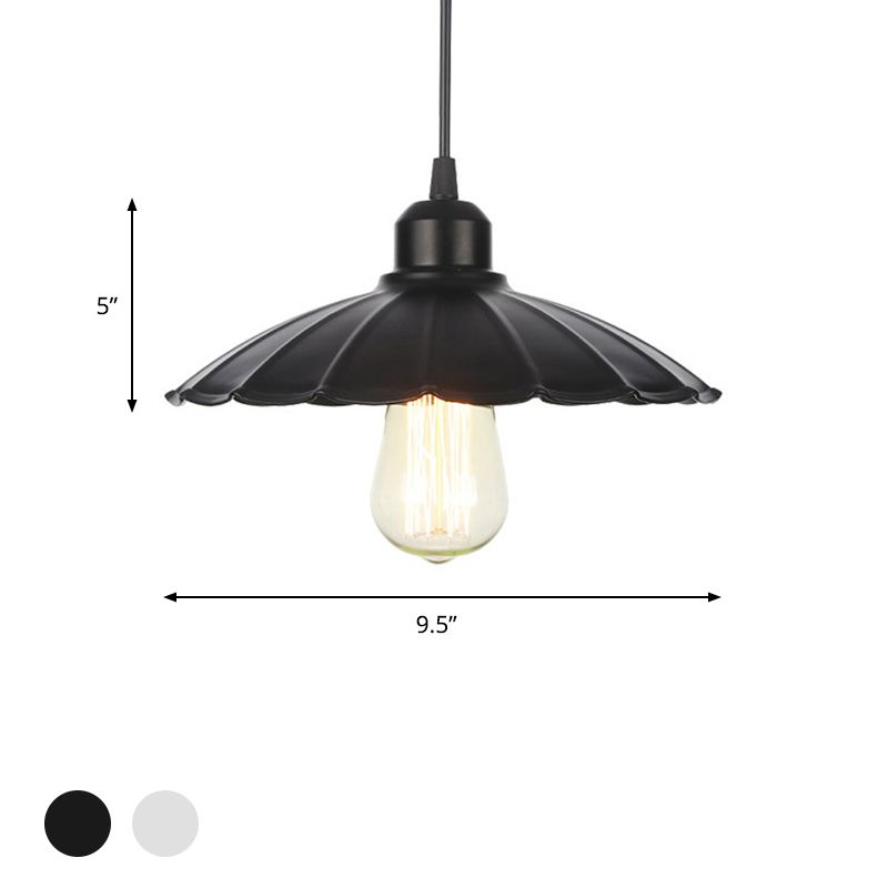 1 helles Innenheizanhänger Licht Bauernhaus Schwarz/Weiß Hanging Leuchte mit Kegel/Wellen-/breitem Flare Metallschatten