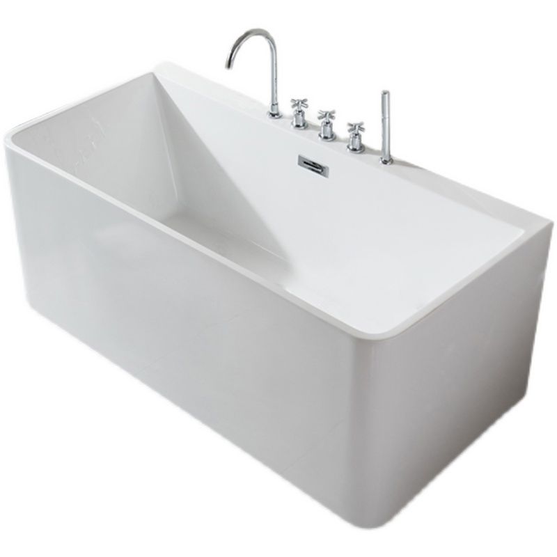 Back to Wall Bathtub Rectangular Antique Finish Soaking Bath