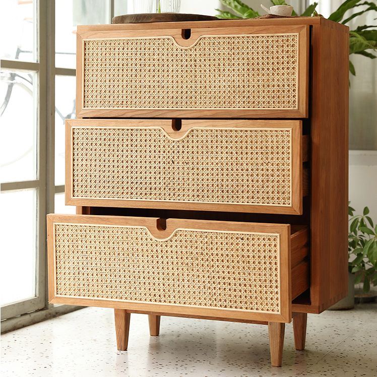 Pine Solid Wood Buffet Modern Natural Living Room Dining Buffet with Drawers