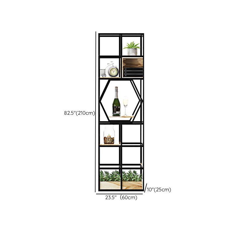 Metal and Wooden Home Shelf Bookcase Vertical Open Brown Book Shelf with Shelves