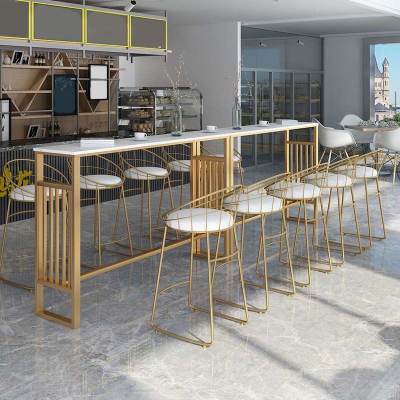 Industrial Metal Bar Stools Armless Backrest Barstool with Cushion