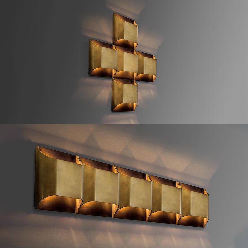 Moderner minimalistischer Stil abgeflachtes Rohrwand montiertes Leuchte Kupferwandleuchte für Schlafzimmer