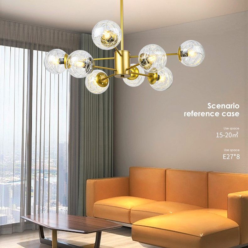 Aluminio Bola de vidrio de vidrio Molecular Estilo nórdico Minimalismo Luz colgante para comedor