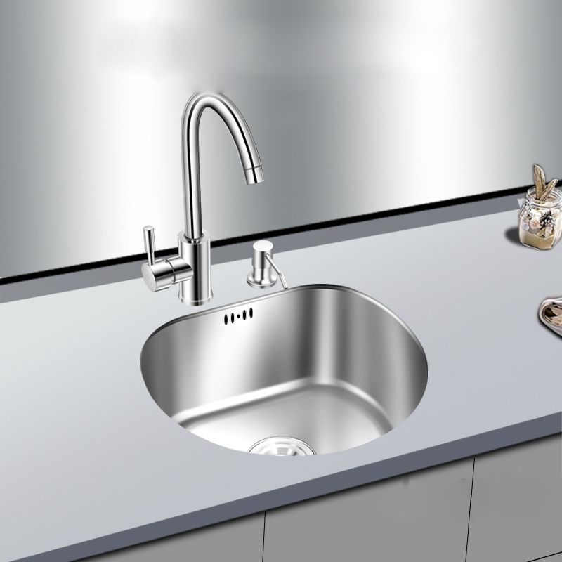 Round Kitchen Sink Stainless Steel Drop-In Basket Strainer Kitchen Sink with Faucet