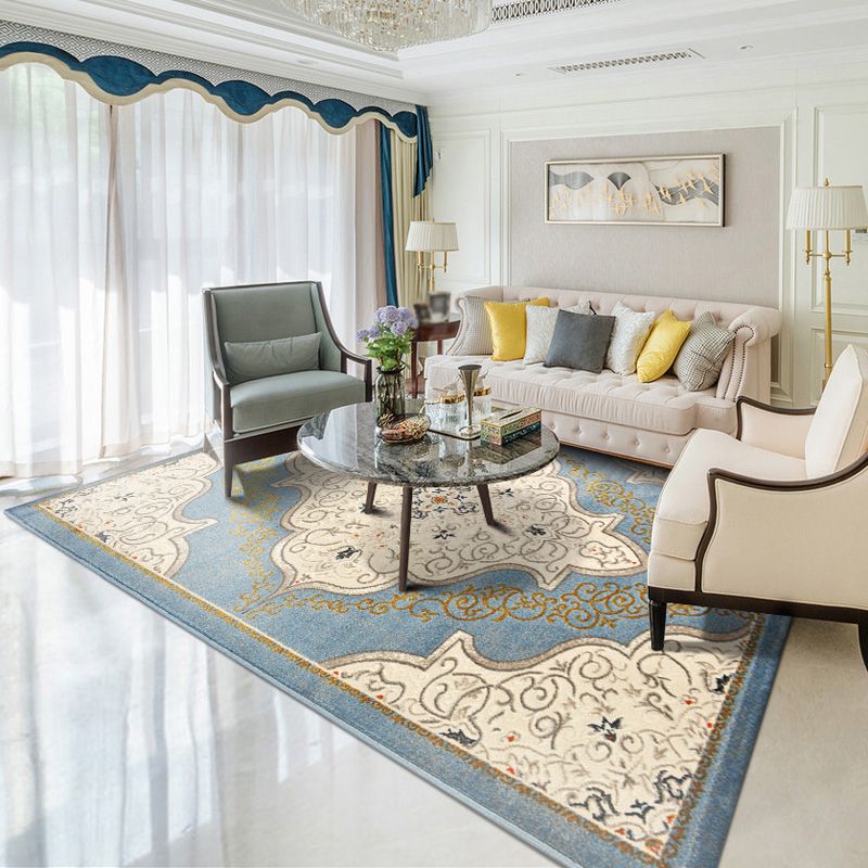 Traditional Area Carpet Bohemian Polyester Carpet Medallion Pattern Stain Resistant Rug for Bedroom