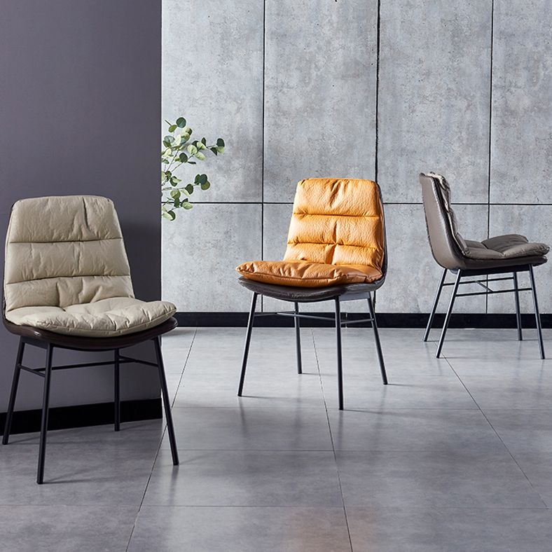 Modern Design Leather Dining Side Chair Upholstered Solid Back Armless Chairs