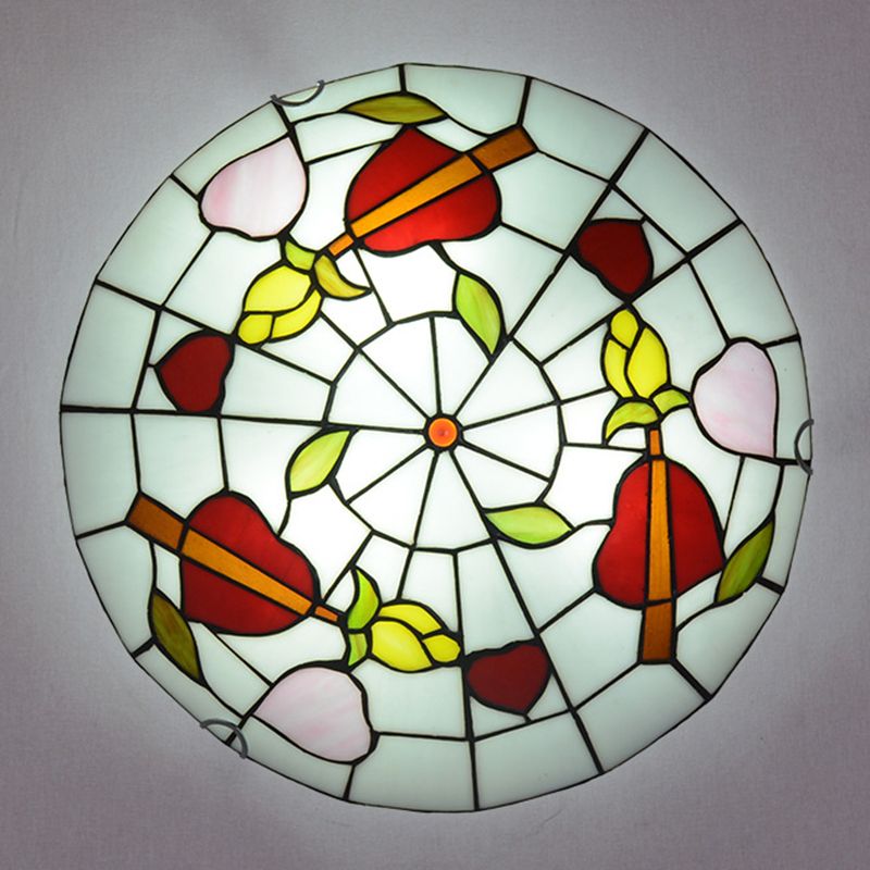 Dome Flush Mount Light 2/3/4 Lights Stained Glass Tiffany-Style Flush Mount Spotlight