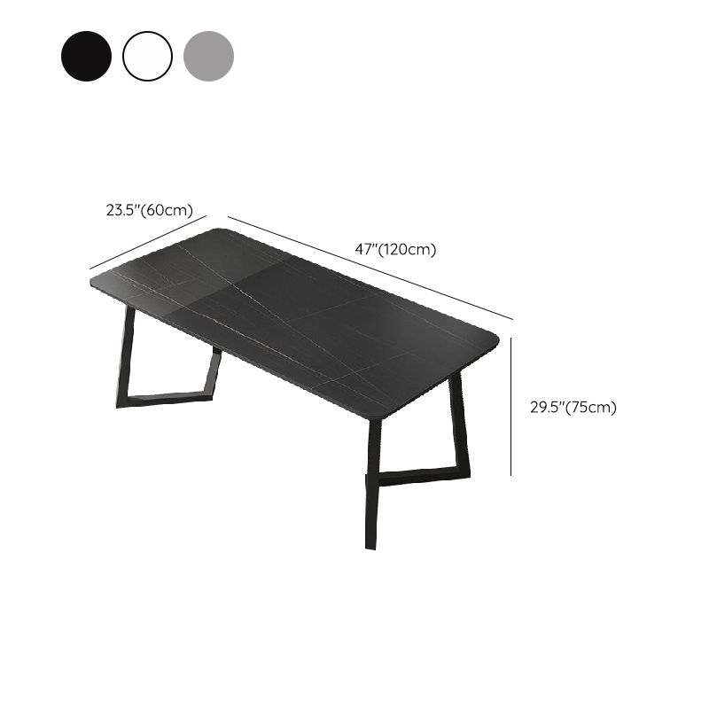 Industrial Rectangle Dining Table Matte Finish Dinette Table with Metal Sled Base