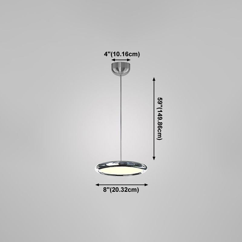 Lumières de suspension moderne à argent rond avec de l'ombre en acrylique blanc