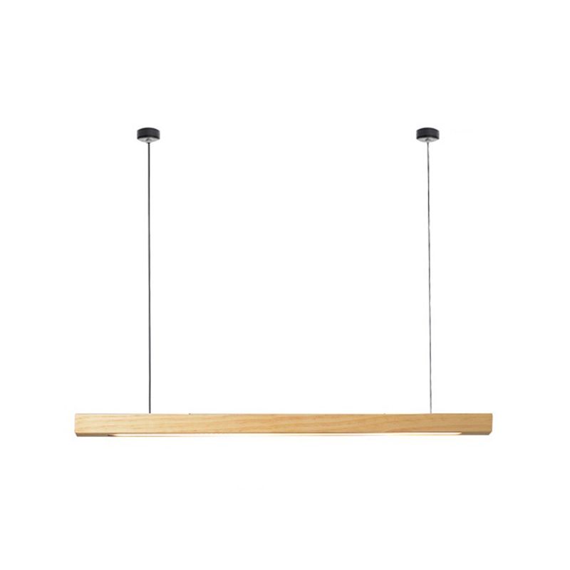 Modern Wood Island Lamp Linear 1-Light Restaurant LED Pendant Light with Acrylic Shade