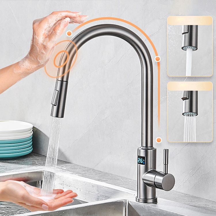 Touch Sensor Kitchen Sink Faucet Swivel Spout with Pull Down Sprayer