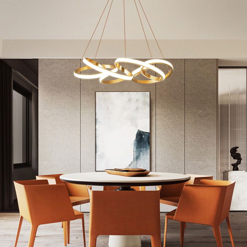 Lámpara de colgación LED lineal dorada en una lámpara de aluminio moderna ajustable con sombra acrílica