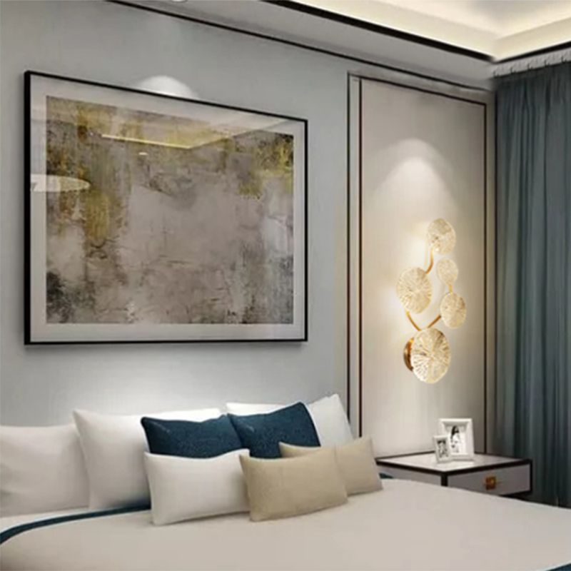 Luz de pared de la hoja de loto en forma de pared posmoderna de acero inoxidable aplastador de pared en oro