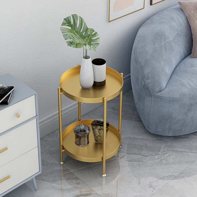 Mid-Century Tray Top Corner Table 4 Legs Metal Side End Table with Storage