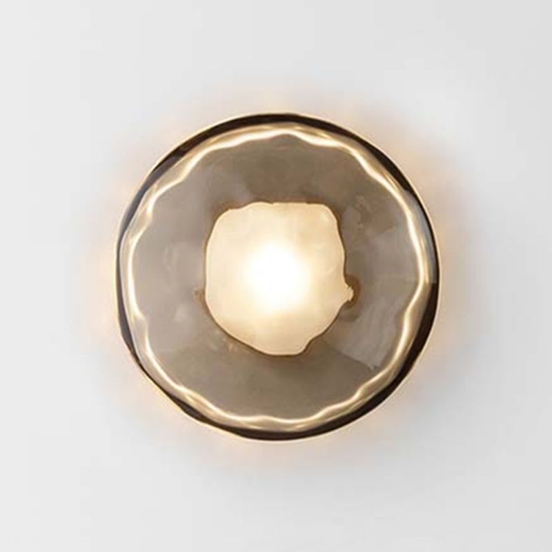 Metal and Glass Wall Sconce in Gold / Black 1 - Light Post Modern Wall Light
