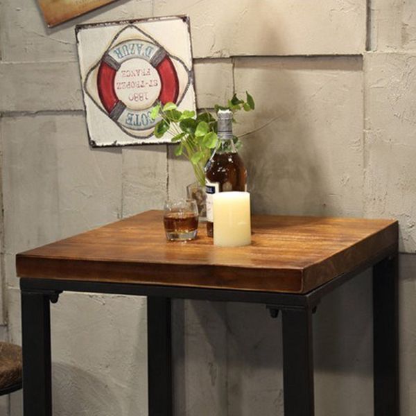 Industrial 1/2/3/5 Pieces Square Bar Table Set Solid Wood Bistro Set