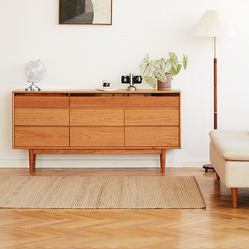 Modernism Horizontal Double Dresser Solid Wood Storage Dresser for Bedroom