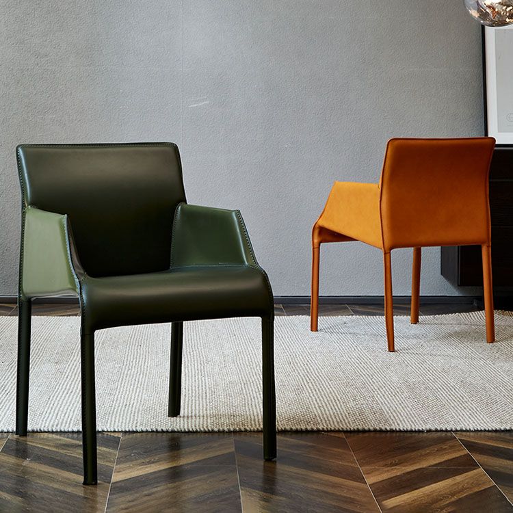 Leather Modern Indoor-Outdoor Chair Restaurant Solid Back Arm Chair