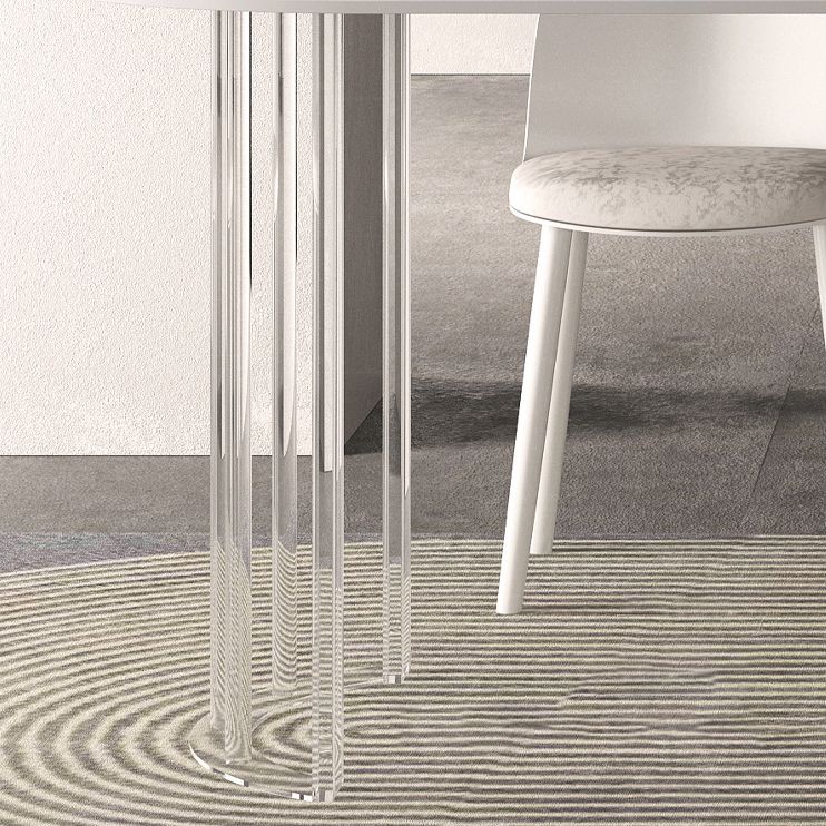 White Stone Dining Table Contemporary Dining Table with Sled Base