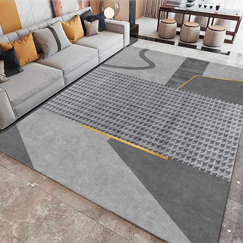 Light Grey Modern Rug Polyester Graphic Rug Washable Indoor Rug for Home Decor