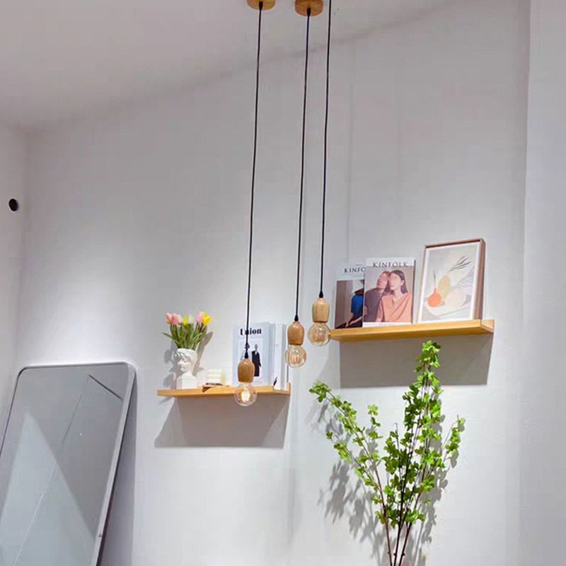 Offene Glühbirne hängende Licht nach unten Licht Holzhängung Licht für Wohnzimmer Schlafzimmer