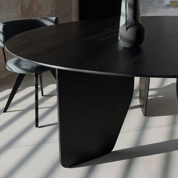 Dinner Kitchen Table Dining Room Round Wood Dining Table in Black