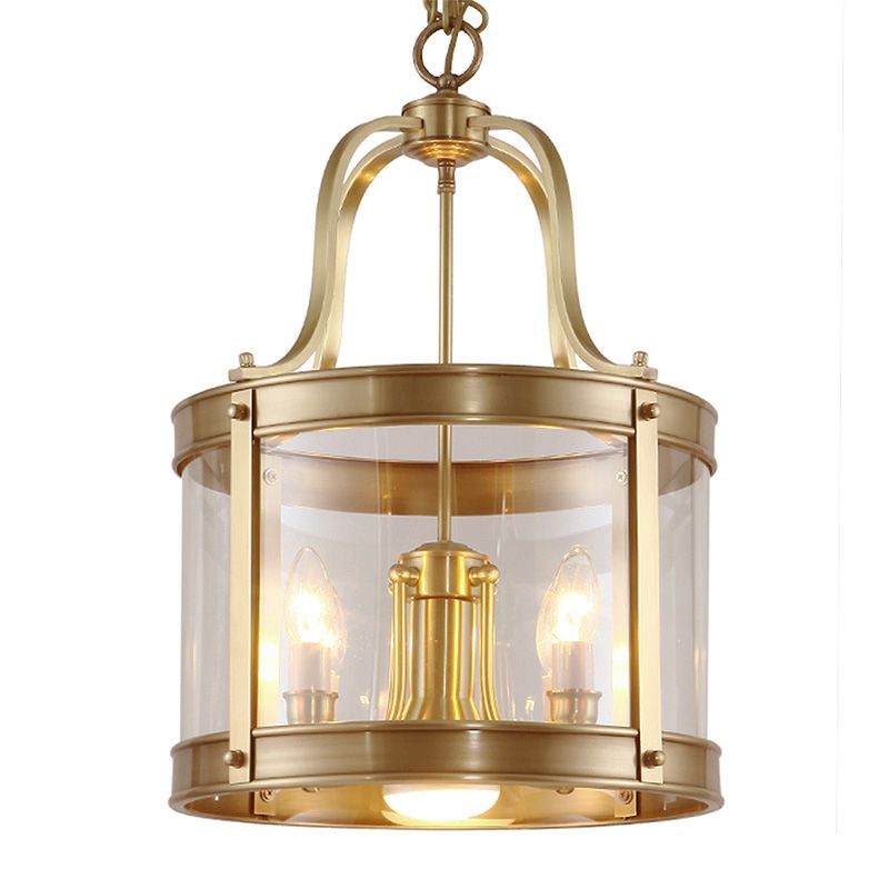 5 luci lampadario a pendente a ciondolo a sospensione coloniale Lampada di sospensione in vetro trasparente per soggiorno, 14,5 "/18" W