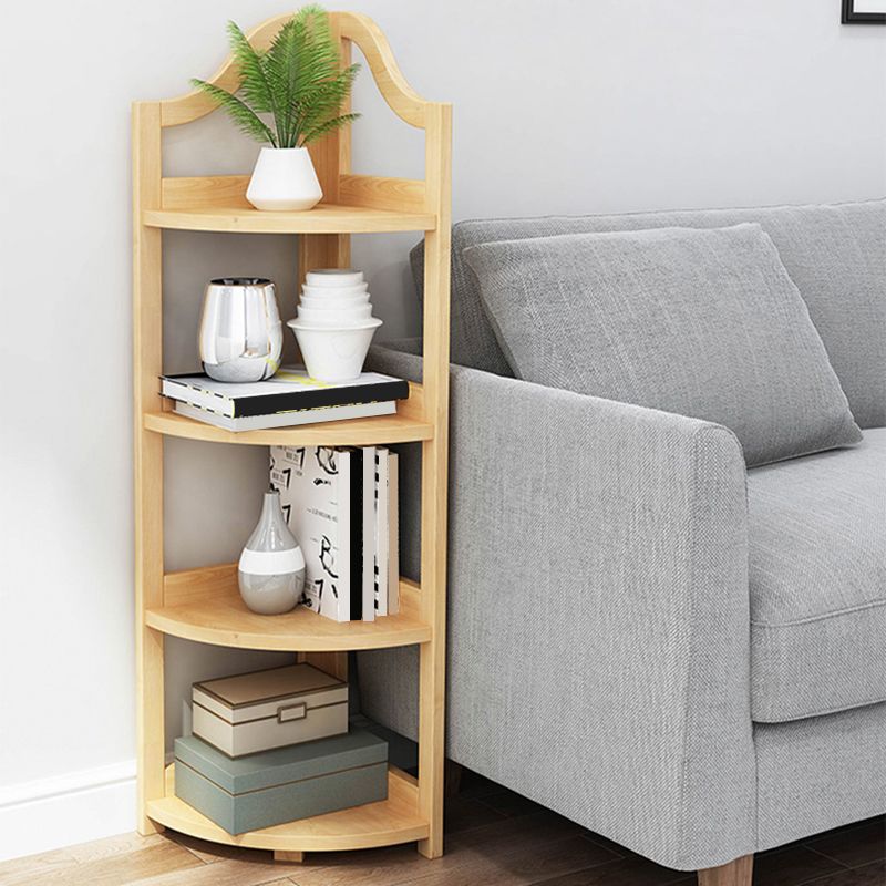 Modern Style Corner Bookshelf Solid Wood Vertical Bookcase for Home