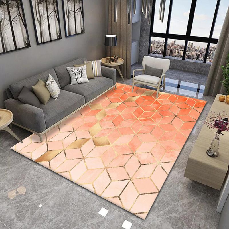 Stylish Modern Area Carpet Geometric Print Polyester Area Rug Stain Resistant Rug for Living Room