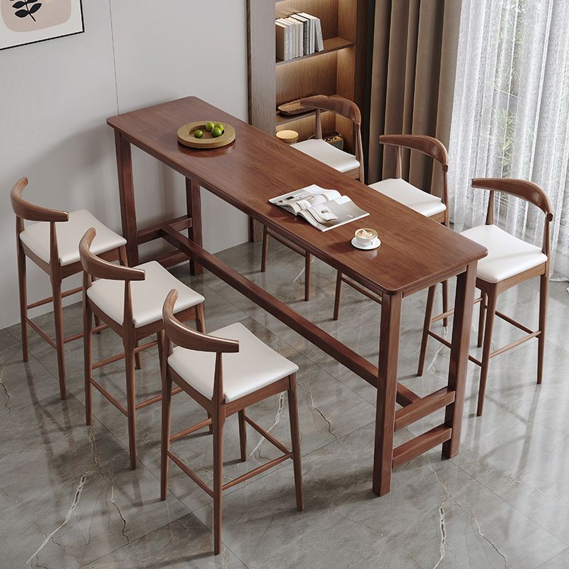 Modern Style Bistro Bar Table Rectangle Solid Wood Bar Table for Home
