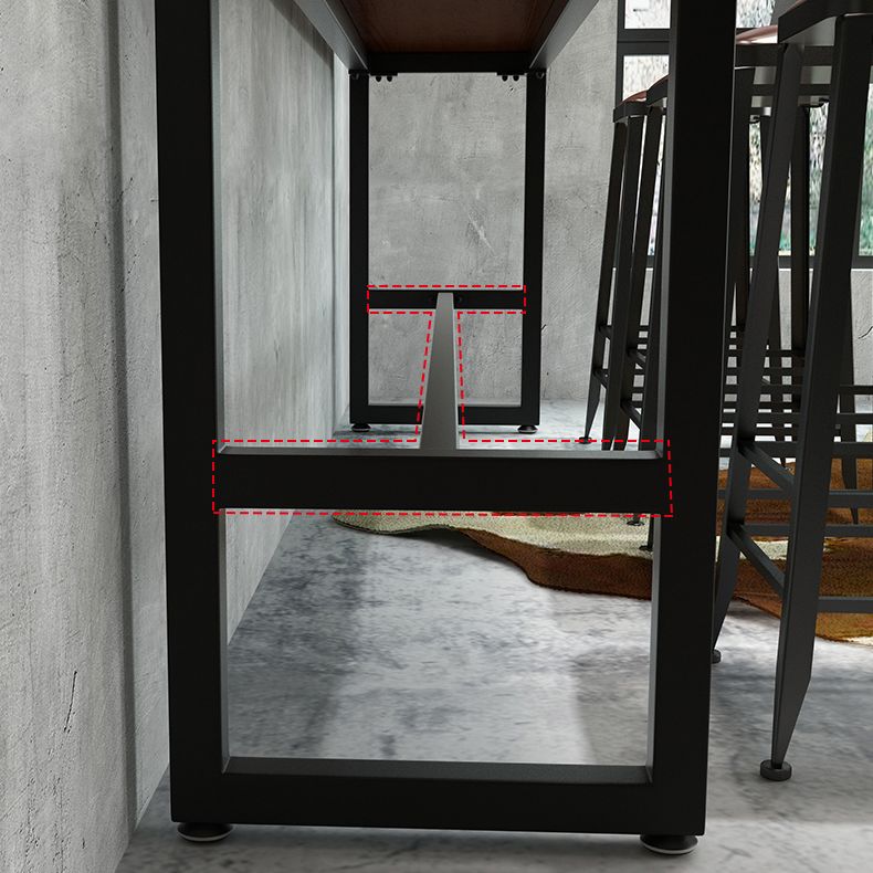 Industrial 1/5/9 Pieces Bar Table Set Rectangle Pine Wood Counter Table with High Stools