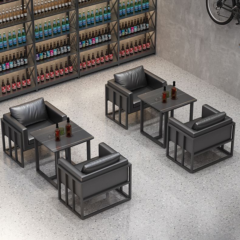 Industrial Sintered Stone Dinner Room Kitchen Table Black Table with Metal Base for Dinning Room