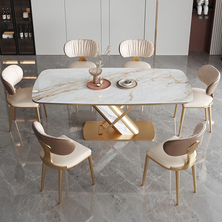 Luxurious Sintered Stone Top Dining Set Rectangle 1/4/5/6/7 Pieces Dinette Table Set