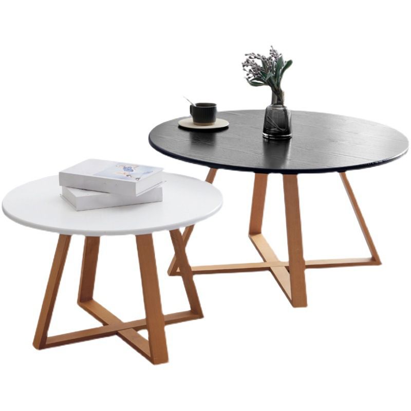 Scandinavian Style Side End Table Wooden Cross Legs Round Sofa Side Accent Table