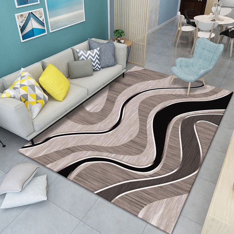 Scandinavian Abstract Pattern Rug Multi Color Polyster Area Carpet Anti-Slip Backing Easy Care Rug for Parlor