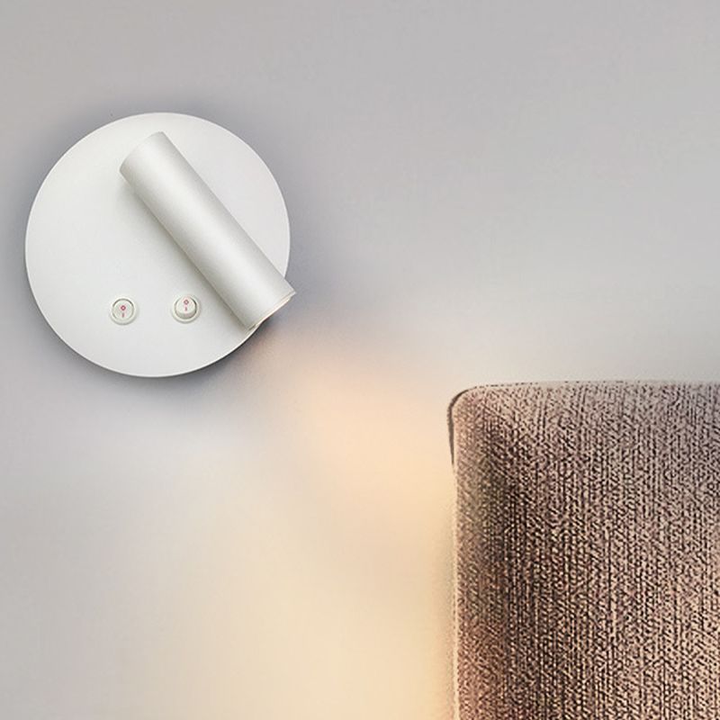 Modern Style Cylinder Shape Wall Lighting Metal 1 Light Wall Lamp in White / Black