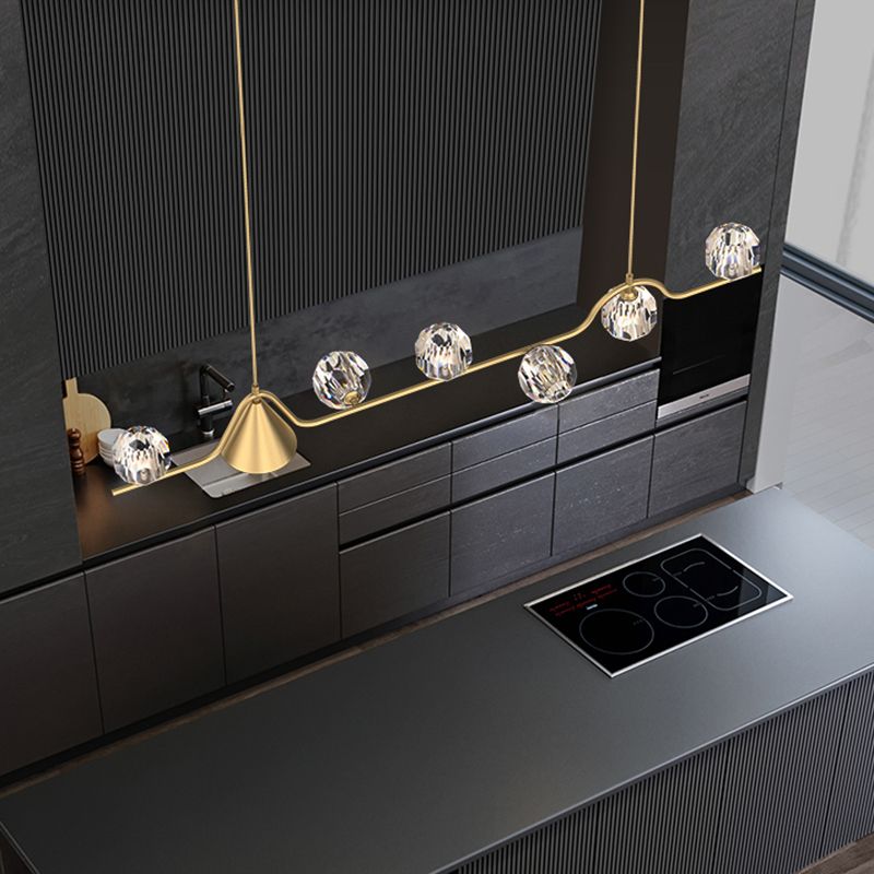 Modern Style Ball Shape Island Pendants Crystal Pendant Lights for Dining Room